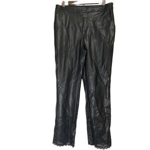 A620701 ISAAC MIZRAHI Live! Perforated Hem Faux Leather Pants Pitch Black Tall12